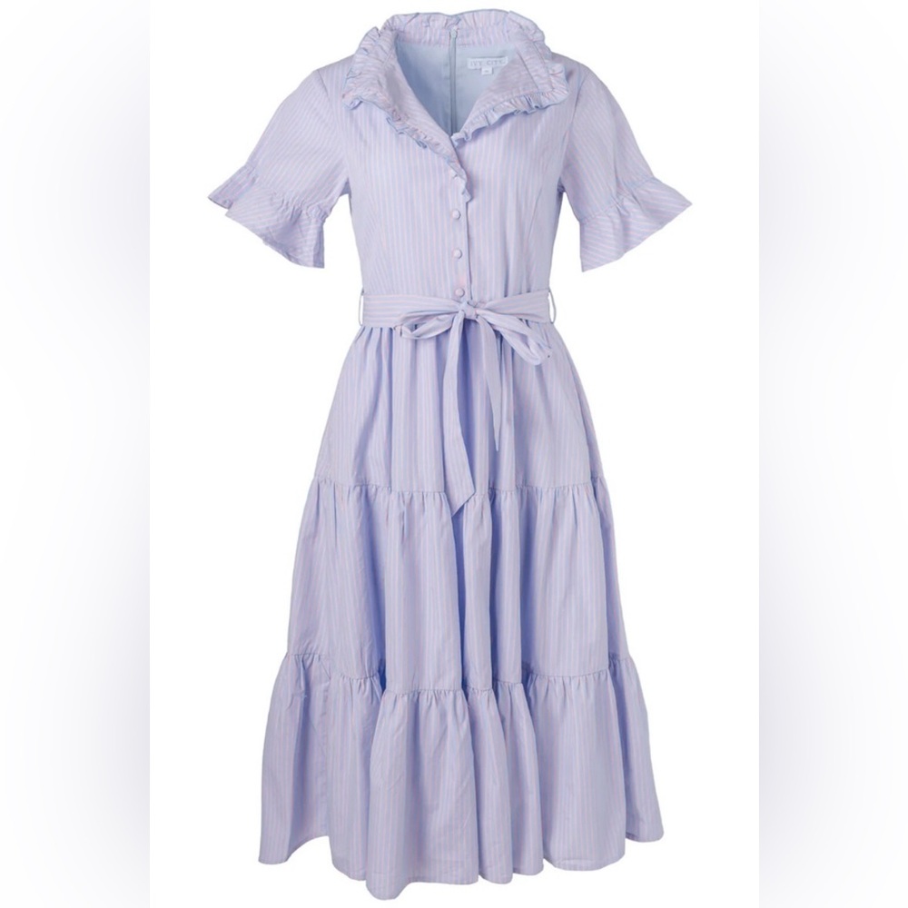 Ivy City Co Sutton Pinstripe Midi Dress - Size 6, NWT